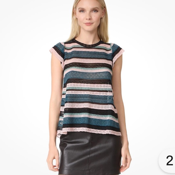 M Missoni Flounce Sleeve Blouse Top Teal Blue Green Pink Size Italy 40 - Picture 1 of 8